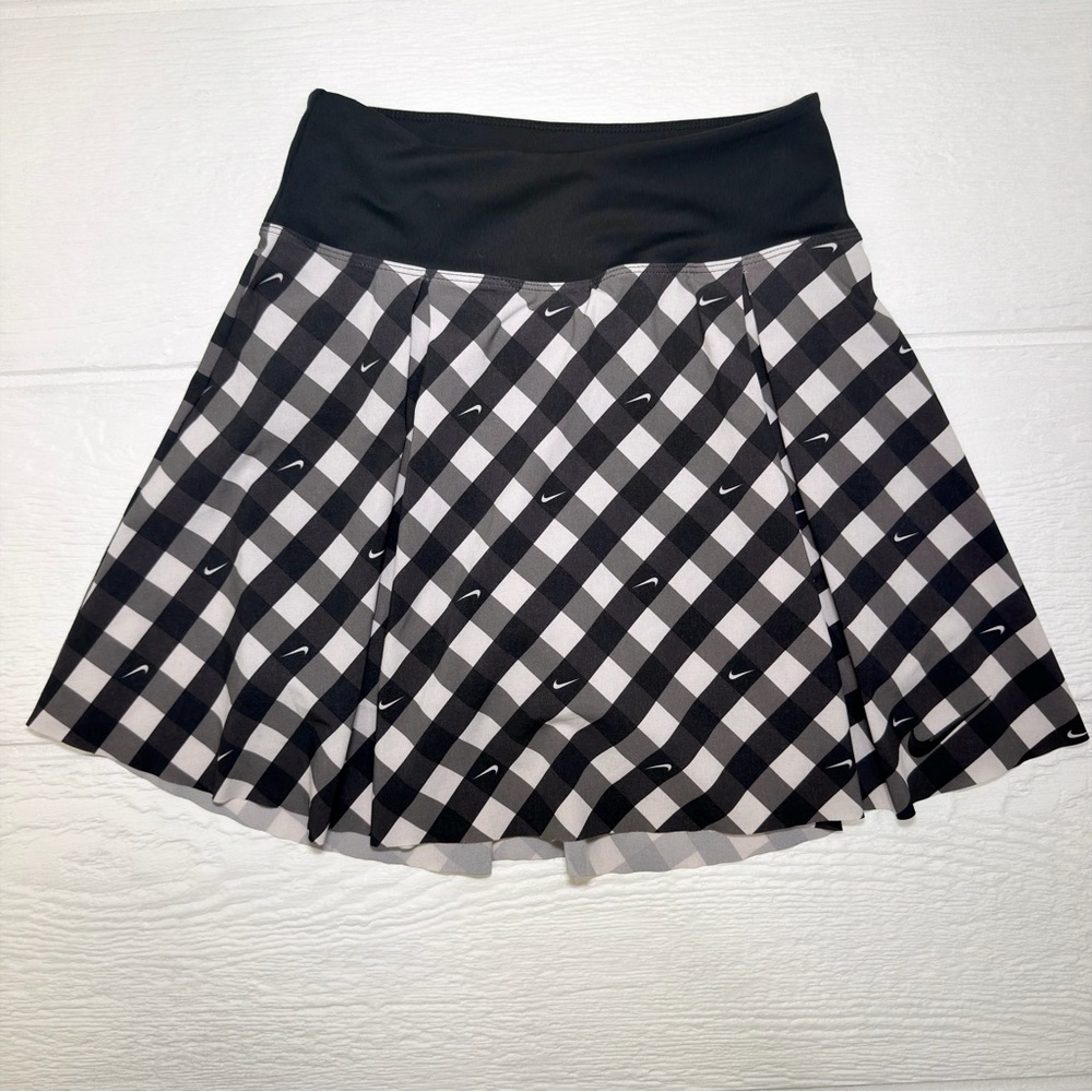 Nike Dri-Fit Club Tennis Skirt Women's Size XS Checkered Skort DX1142 Black